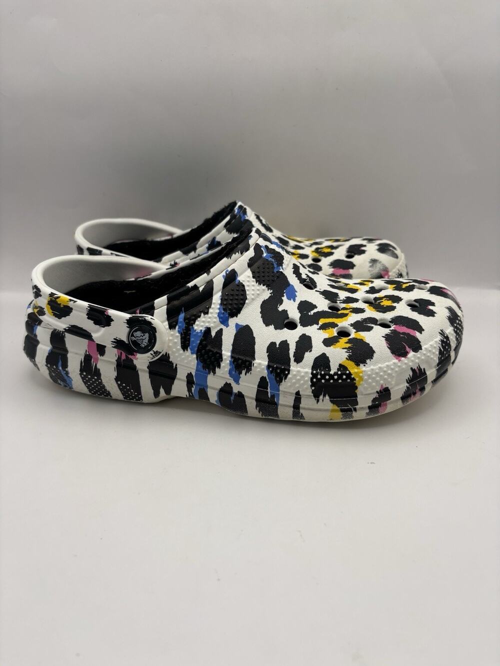 Crocs Classic Lined Clogs Leopard Print Slippers Women Size 9 Men Size 7